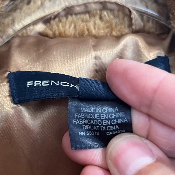 French‎ Connection Tan Faux Fur Teddy Jacket Sz. L - Picture 5 of 11